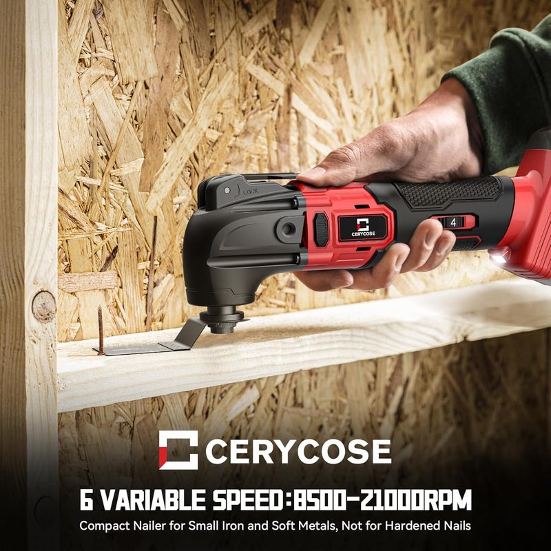 Cerycose Cordless Oscillating Tool Compatible with Milwaukee 18V Battery, 21000 OPM Max Brushless-Motor Tool with Auxiliary Handle, Oscillating Multi-Tool for Scraping, Sanding,Cutting Wood(Tool only) - Image 5